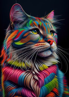 Colorful Cat Cute Feline