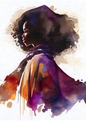 African Woman Watercolor
