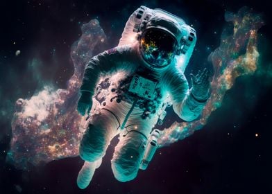 Astronaut in galaxy helmet