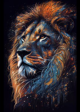 Lion Ink Painting