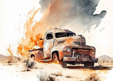 Watercolor truck