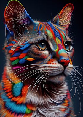 Colorful Cat Cute Feline