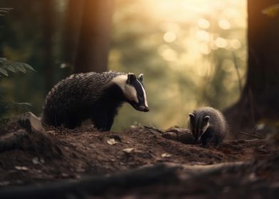 Badger with Cub 