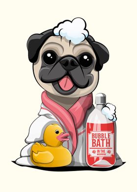 Pet Pug Dog in Bath Towel