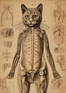 Vintage Cats Anatomy