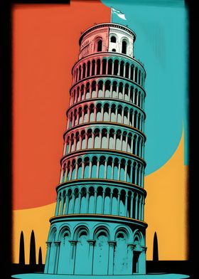 Tower of Pisa Italy PopArt
