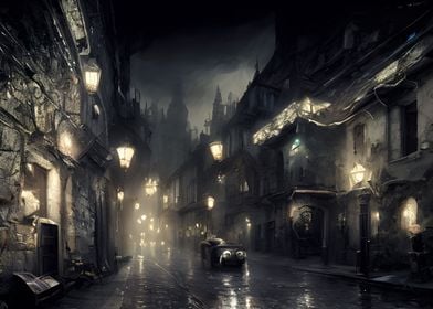 Dark alley in the city 