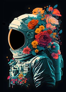 vintage floral astronaut 