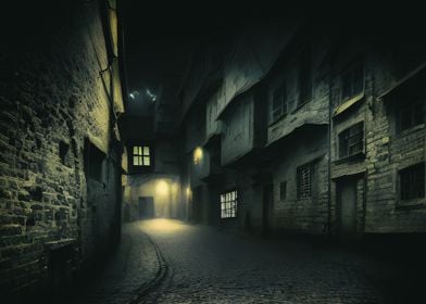 Dark alley in the city 