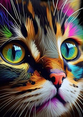 Colorful Cat Cute Feline