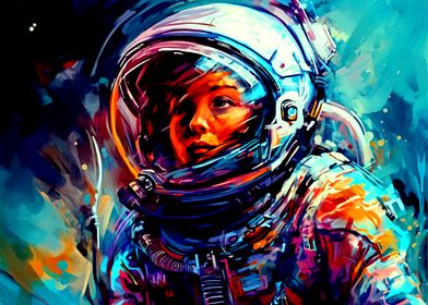 Colorful astronaut girl