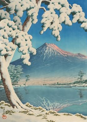 Snowfall on Mount Fuji