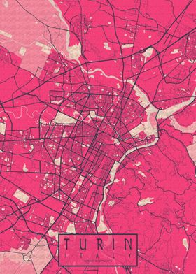 Turin City Map Blossom