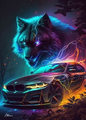 Sport Neon Car and panther