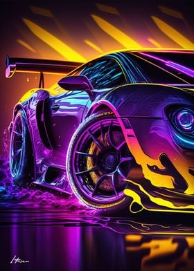 Sport Car Neon purple yell
