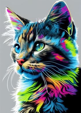 Colorful Cat Cute Feline