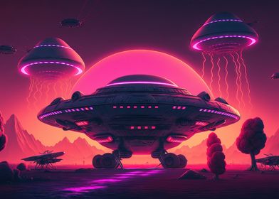 Neon UFO Invasion