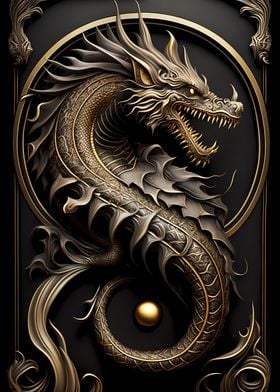 'Dragon Protector Art Deco' Poster by Luong Phat | Displate