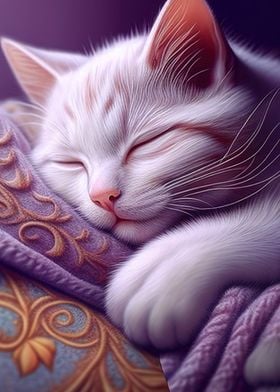 Cute Cat Sleeping Animal