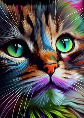 Colorful Cute Cat Animals