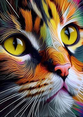 Colorful Cat Cute Feline