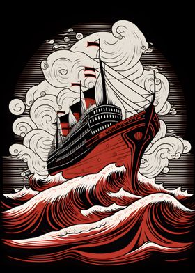 Ship in the Ocean Wave