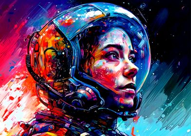 Colorful astronaut girl