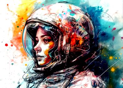 Colorful astronaut girl