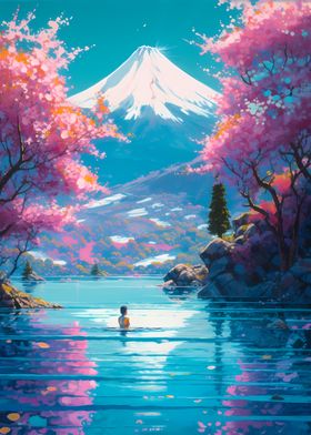 anime girl in mount Fuji