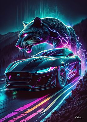 Neon Speed Panther and Car