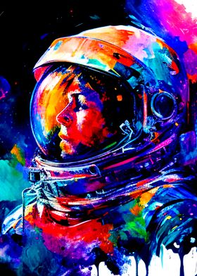 Colorful astronaut girl