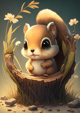 Cute Woodland Squirrel