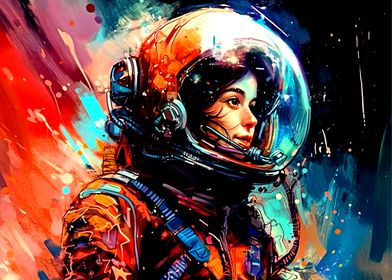 Colorful astronaut girl