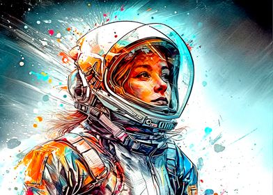 Colorful astronaut girl