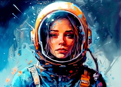 Colorful astronaut girl