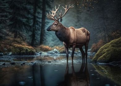 deer and spring nature