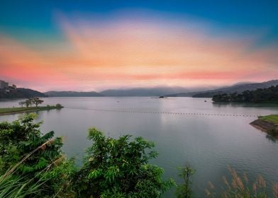 Oil Painting Sun Moon Lake