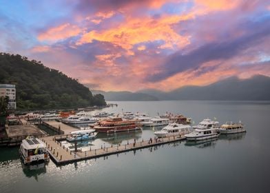 Oil Painting Sun Moon Lake