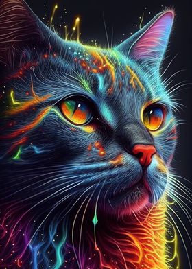 Colorful Cat Cute Feline