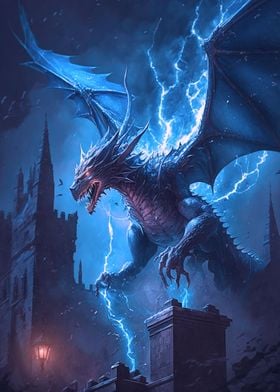 Blue lightning dragon' Poster by Tapu Vlad | Displate