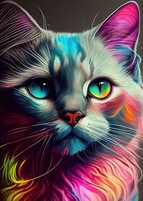 Colorful Cat Cute Feline