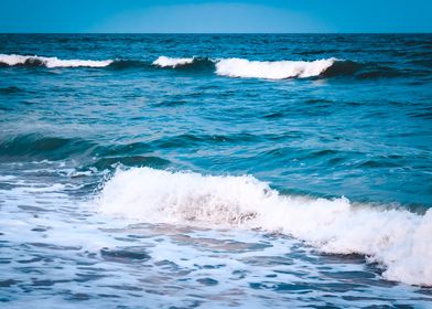 Crashing beach waves