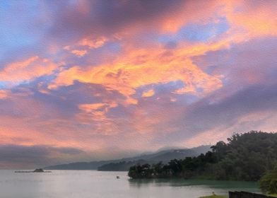 Oil Painting Sun Moon Lake