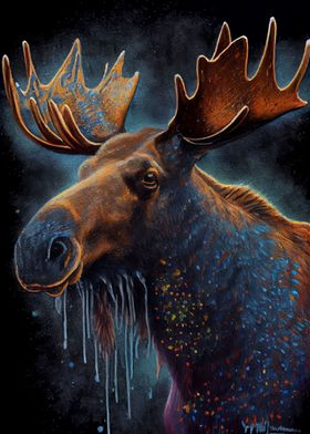 Moose Ink Painting