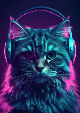 Cat with headphones