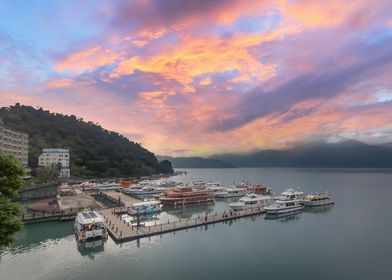 Oil Painting Sun Moon Lake