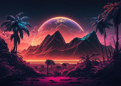 Synthwave Neon Palms