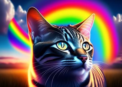 Wild Cat With Rainbow