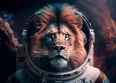 Beautiful lion to space