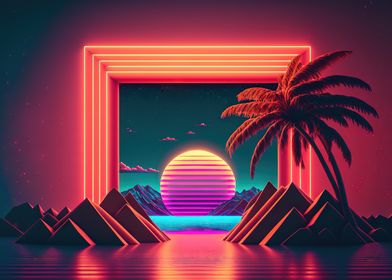 A Synthwave Sunset Mirage